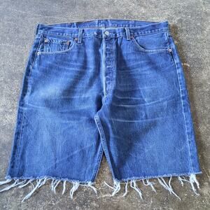 Vintage Levi's 501 Cut Off Shorts Mens 40 Blue Bermuda Jorts Grunge Denim 10"